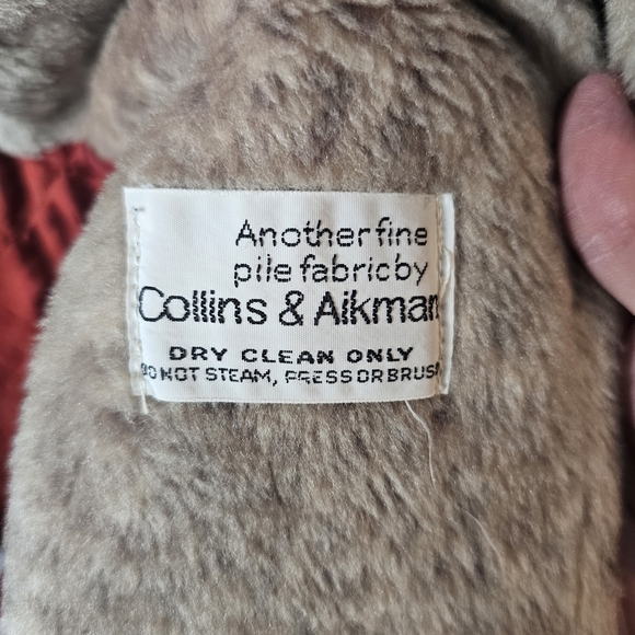 Vtg Collins Aikman Leopard Peacoat Faux Fur Quilted Liner Wood Button - Picture 10 of 10